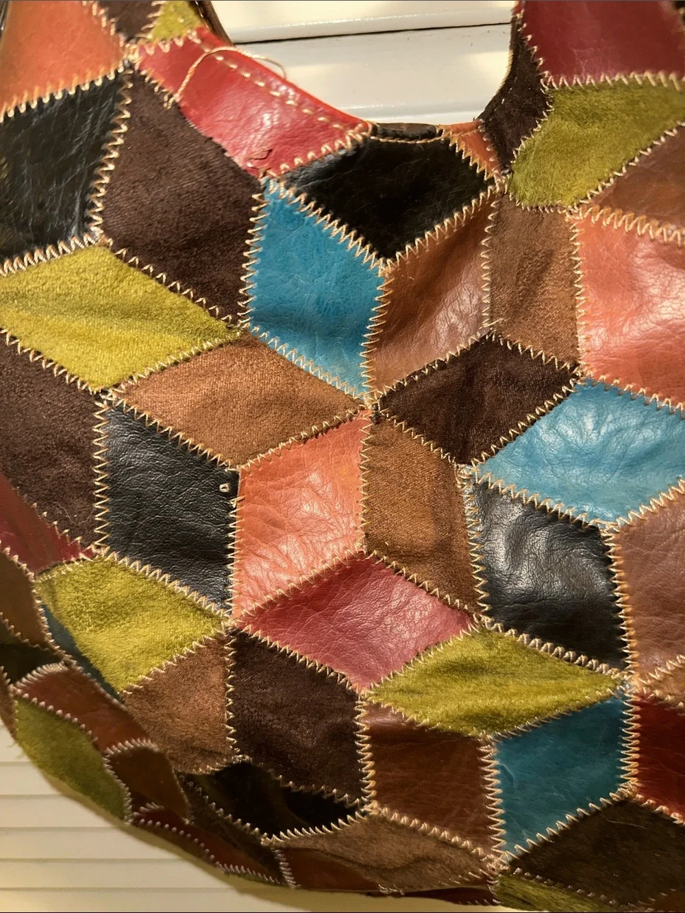 Patchwork Multicolor Leather Hobo Bag - Casual Shoulder Tote